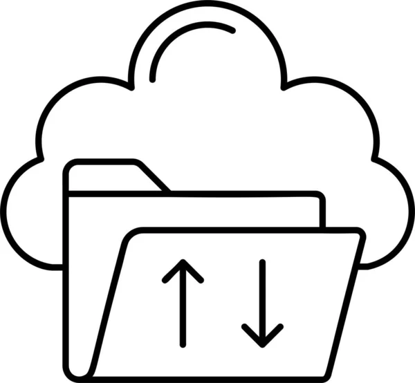Cloud Ordner Symbol Umrissstil Herunterladen — Stockvektor