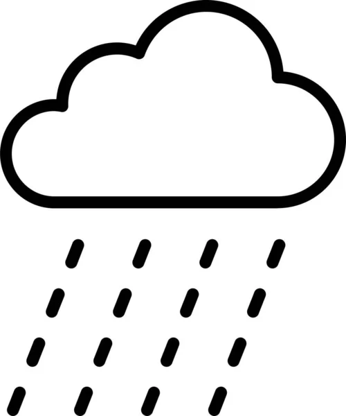 Storm Wolken Regenachtige Pictogram Omtrek Stijl — Stockvector