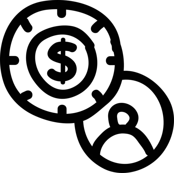 Account Coin Dollar Icon Handdrawn Style — Stock Vector