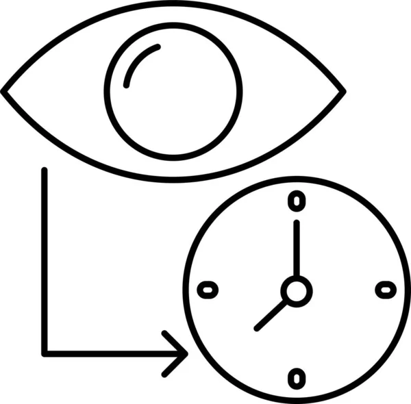 Uhr Auge Sah Ikone Umrissstil — Stockvektor