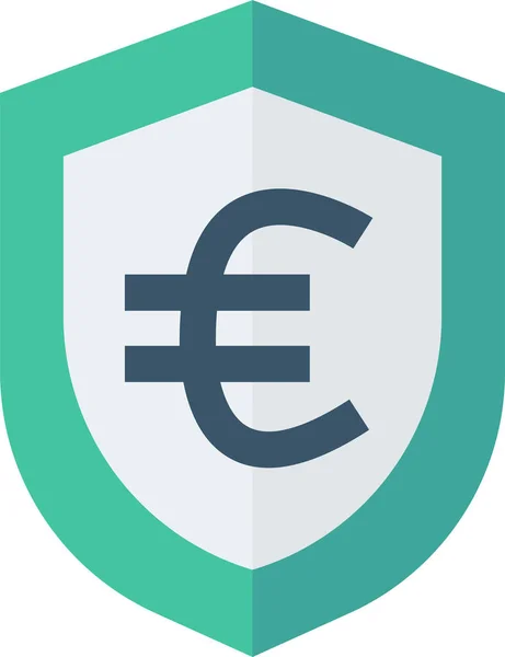 Euro Ikon Perlindungan Uang Dalam Gaya Datar - Stok Vektor