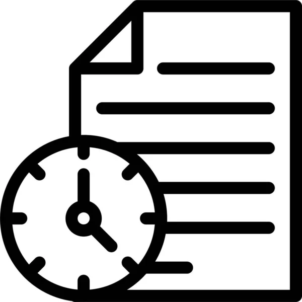 Ρολόι Εικονίδιο Σελίδας Εγγράφου Στυλ Περίγραμμα — Διανυσματικό Αρχείο