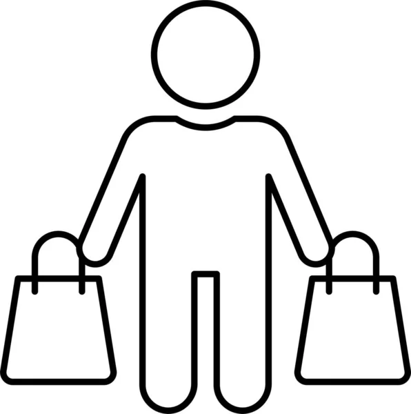 Avatar Bag Buying Icon Outline Style — Stock Vector