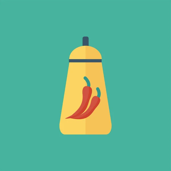 Bouteille Chili Chilisauce Icône Dans Style Plat — Image vectorielle