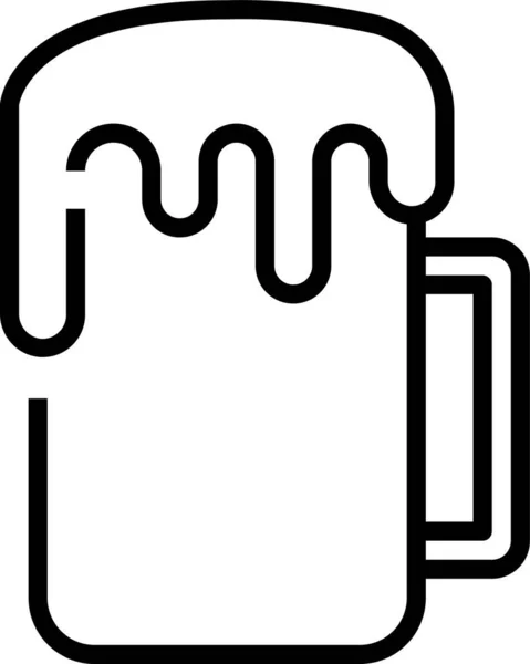 Tasse Bière Icône Alcool Dans Style Contour — Image vectorielle