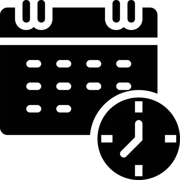 Calendar Clock Deadline Icon Solid Style — Stock Vector