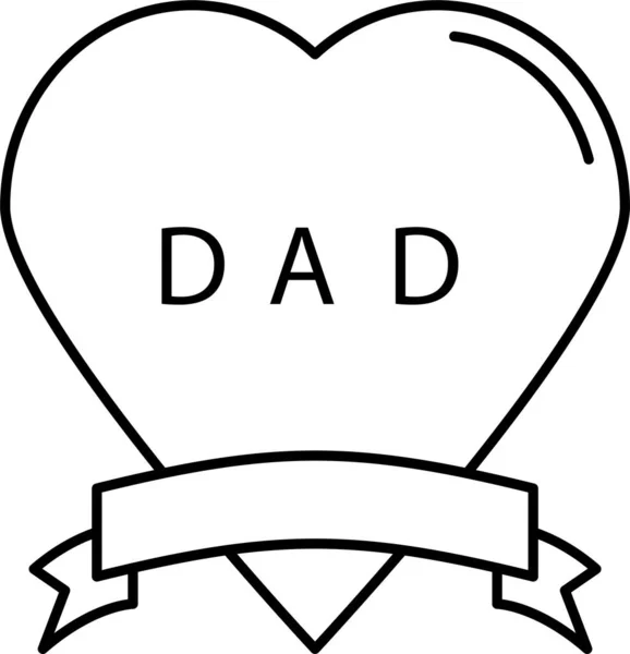 Banner Papà Icona Del Cuore Stile Contorno — Vettoriale Stock