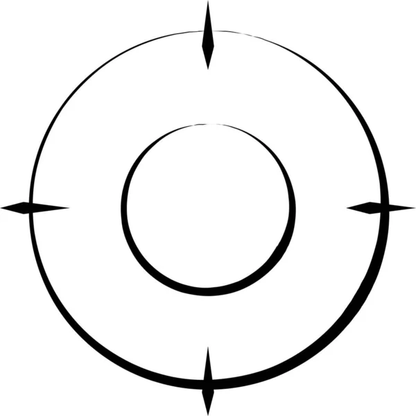 Crosshair Střílet Ikonu Cíle Ručně Kresleném Stylu — Stockový vektor