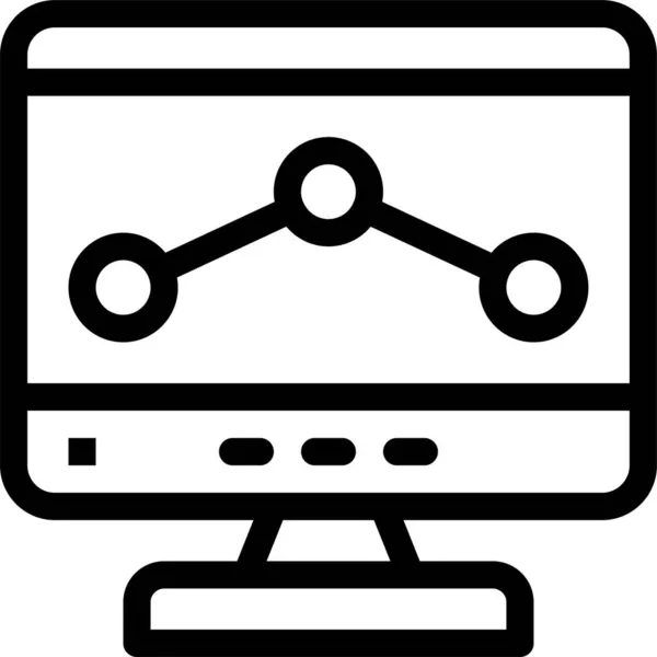 Icono Escritorio Computadora Analítica Estilo Esquema — Archivo Imágenes Vectoriales