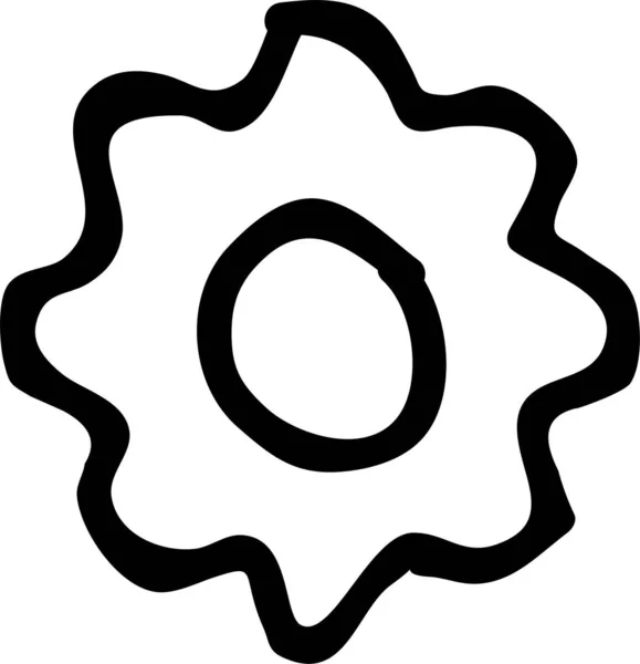 Icono Configuración Engranaje Estilo Dibujado Mano — Vector de stock