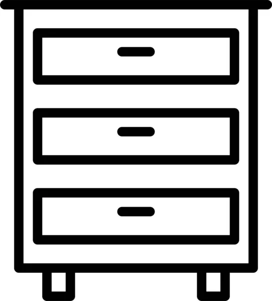 Armoires Tiroir Commode Icône Dans Style Contour — Image vectorielle