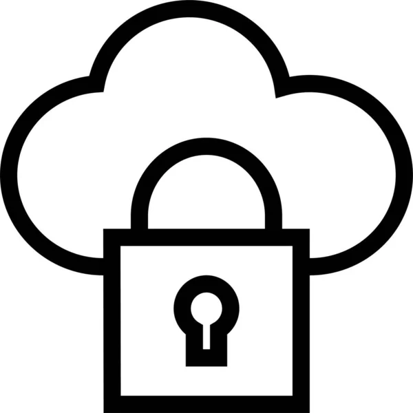 Bloqueo Nube Proteger Icono Estilo Esquema — Vector de stock