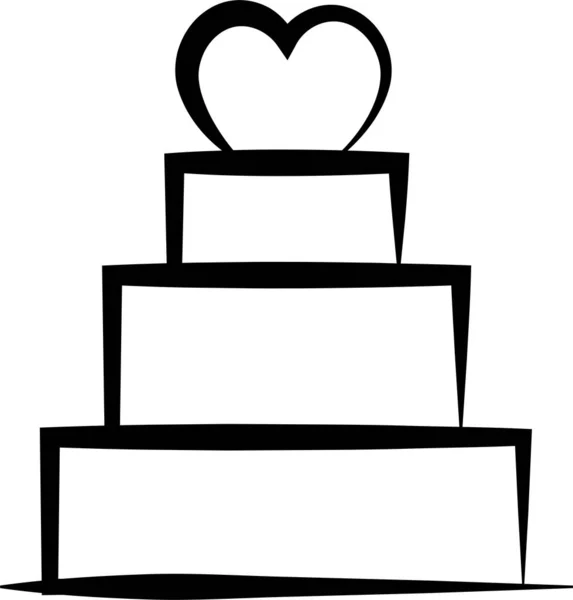 Gâteau Dessert Lovecake Icône Dans Style Dessiné Main — Image vectorielle