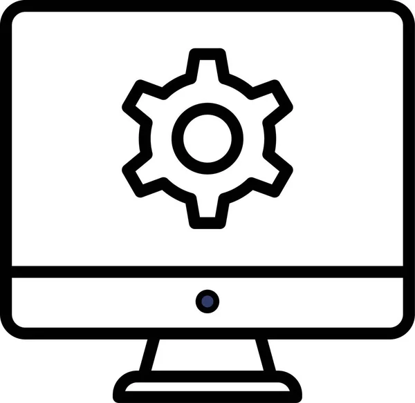 Monitor Screen Cogwheel Icon Outline Style — Stock Vector