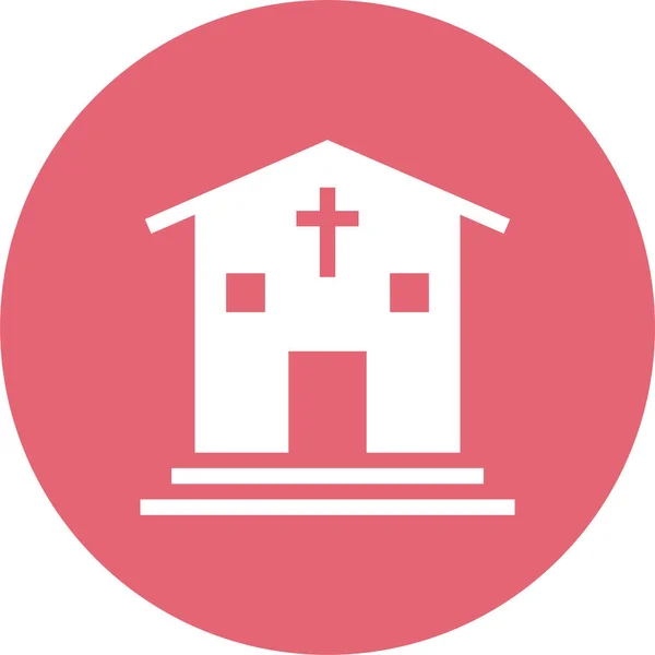 Building Christian Church Icon Badge Style — Stock Vector