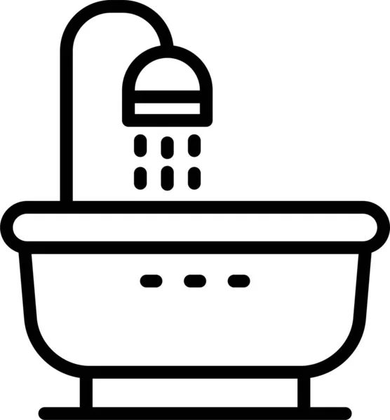 洗澡水洗浴图标的轮廓风格 — 图库矢量图片