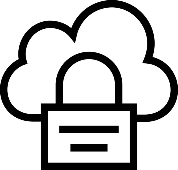 Cloud Beveiliging Slot Pictogram Omtrek Stijl — Stockvector