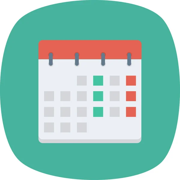 Calendario Data Icona Multimediale Stile Piatto — Vettoriale Stock