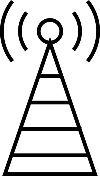 Иконка Антенной Сигнальной Станции Стиле Контура — стоковый вектор