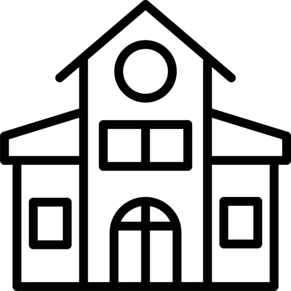 Edificio Casa Icono Casa Estilo Del Esquema — Vector de stock