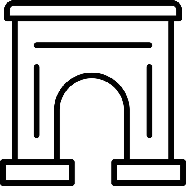 Ikona Brány Budovy Obrysovém Stylu — Stockový vektor