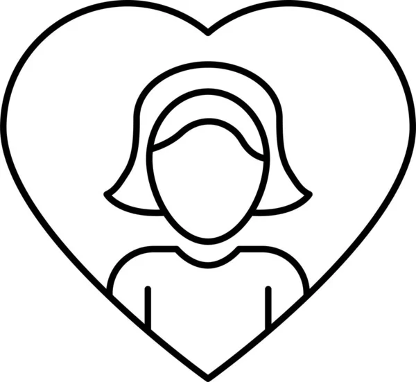 Avatar Heart Icon Outline Style — Stock Vector