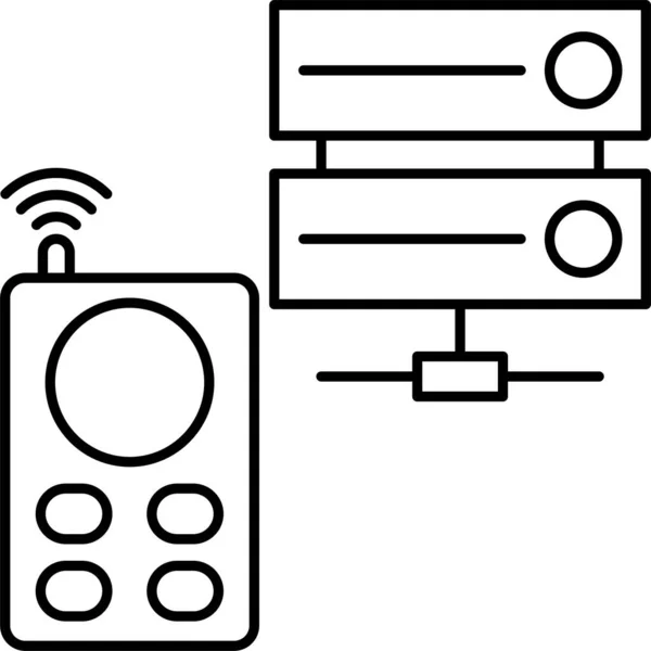 Icono Del Servidor Teléfono Base Datos Estilo Esquema — Vector de stock