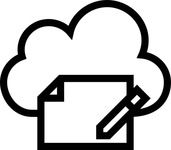 Icône Contenu Cloud Computing Dans Style Contour — Image vectorielle