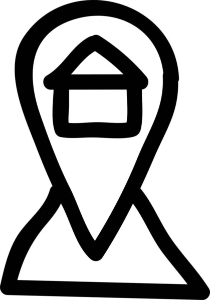 Richting Gps Huis Pictogram Omtrek Stijl — Stockvector