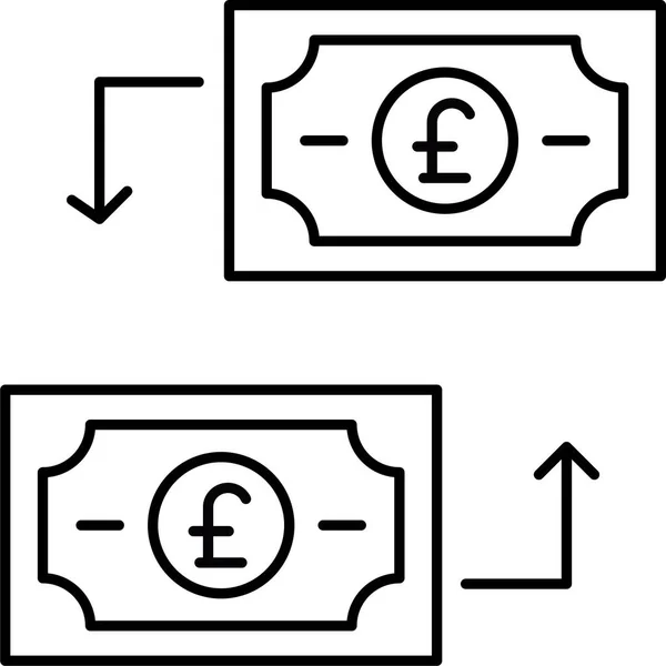 Ícone Libra Câmbio Dinheiro Estilo Esboço — Vetor de Stock