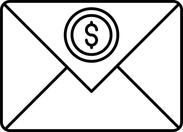 Enveloppe Postvak Inbox Pictogram Omtrek Stijl — Stockvector
