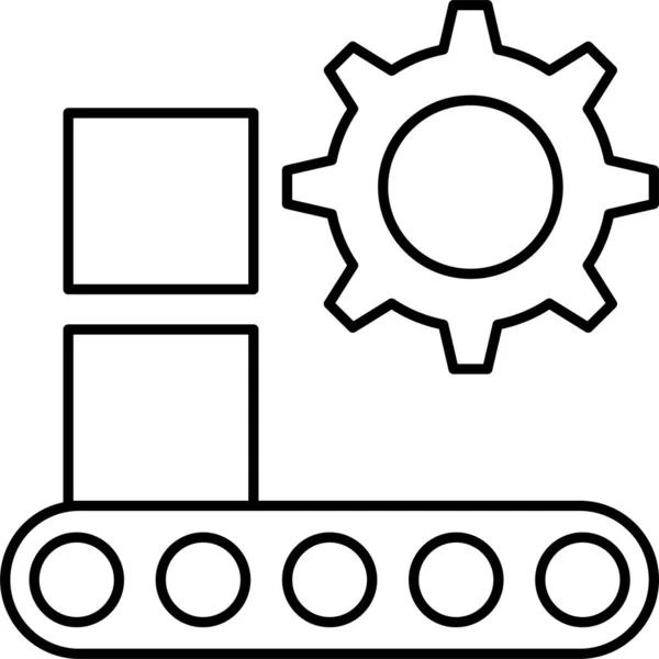 Icono Fabricación Del Transportador Cartones Estilo Esquema — Vector de stock