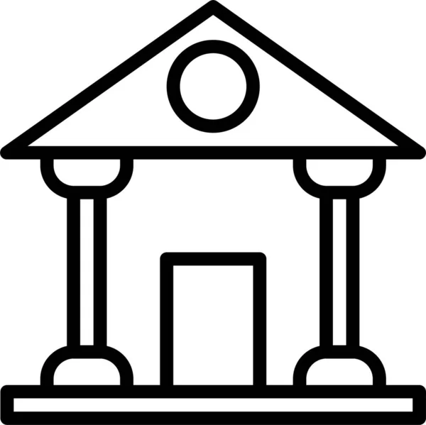 Bank Building Court Icon Outline Style — Stock Vector