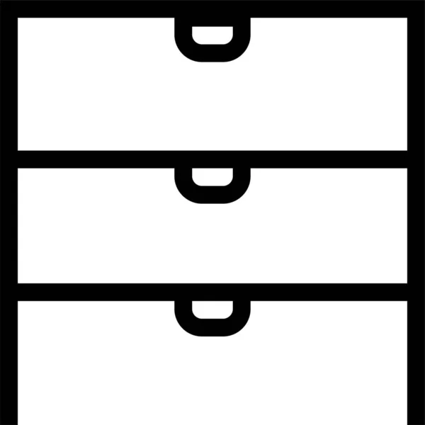 Boîtes Décor Tiroirs Icône Dans Style Contour — Image vectorielle