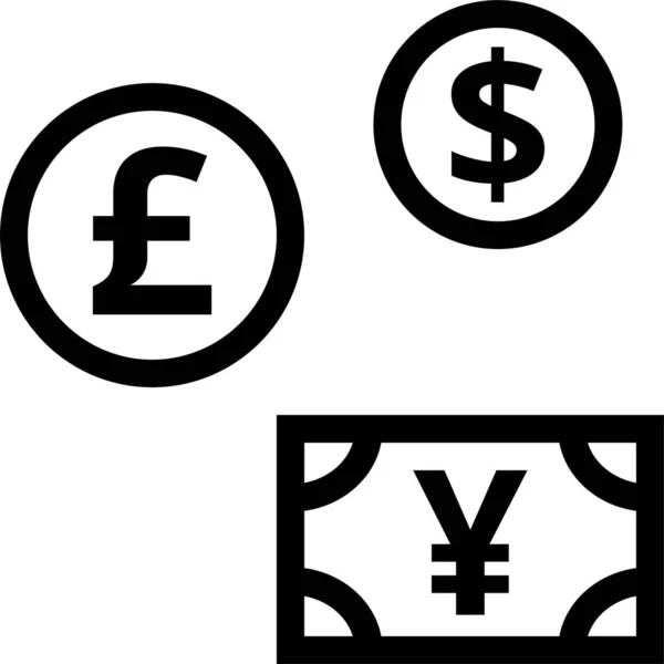 Icône Monnaie Fiduciaire Bancaire Dans Style Contour — Image vectorielle