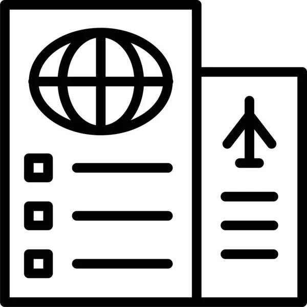 Karta Mezinárodní Pas Ikona Stylu Osnovy — Stockový vektor