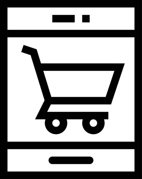 Basket Mobile Online Store Icon Outline Style — Stock Vector