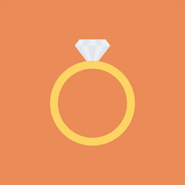 Diamantová Diamantová Ikona Goldring Plochém Stylu — Stockový vektor