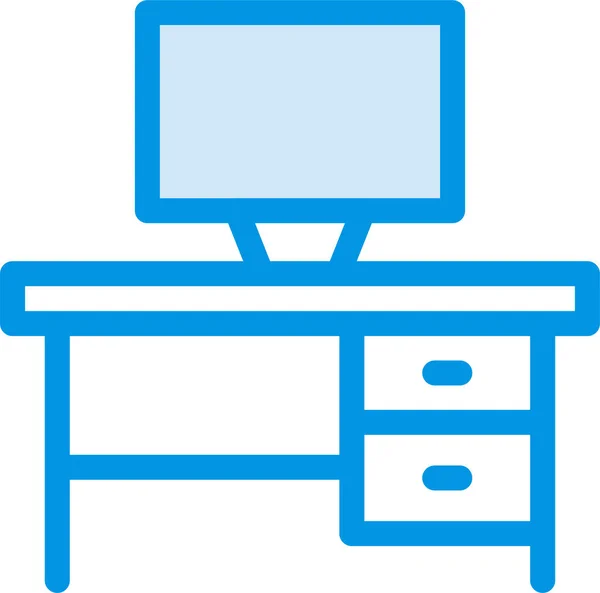 Schrank Computer Schreibtisch Symbol Stil Ausgefüllter Umrisse — Stockvektor