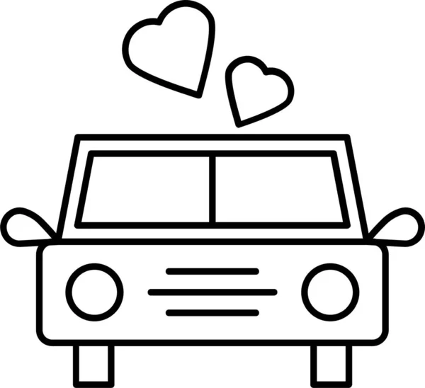 Samochodowy Samochód Miłość Ikona Zarysie Stylu — Wektor stockowy