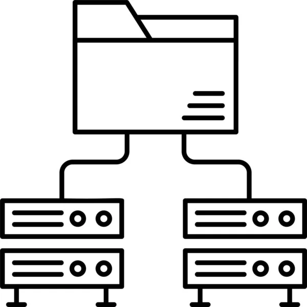 数据库文件夹服务器图标在轮廓样式 — 图库矢量图片
