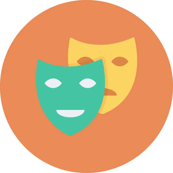 Bioscoop Drama Masker Pictogram Platte Stijl — Stockvector