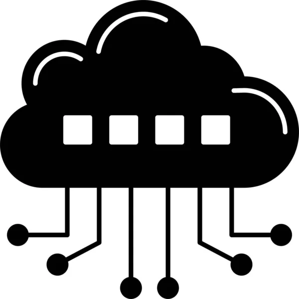 Cloud Computing Server Icoon Solid Stijl — Stockvector