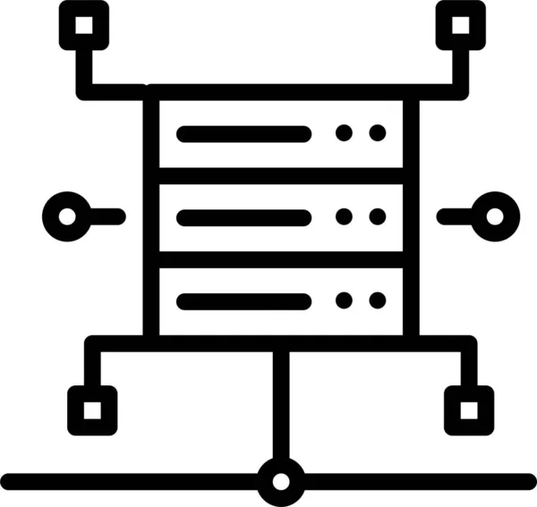 Icono Del Servidor Del Centro Datos Computación Estilo Esquema — Vector de stock