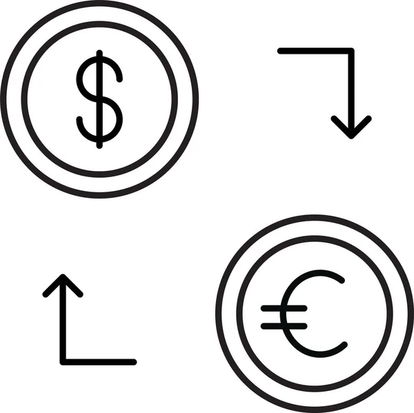 Dollar Euro Växelkurs Ikon Översikt Stil — Stock vektor