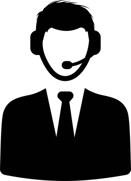 Asistente Icono Atención Cliente Estilo Sólido — Vector de stock