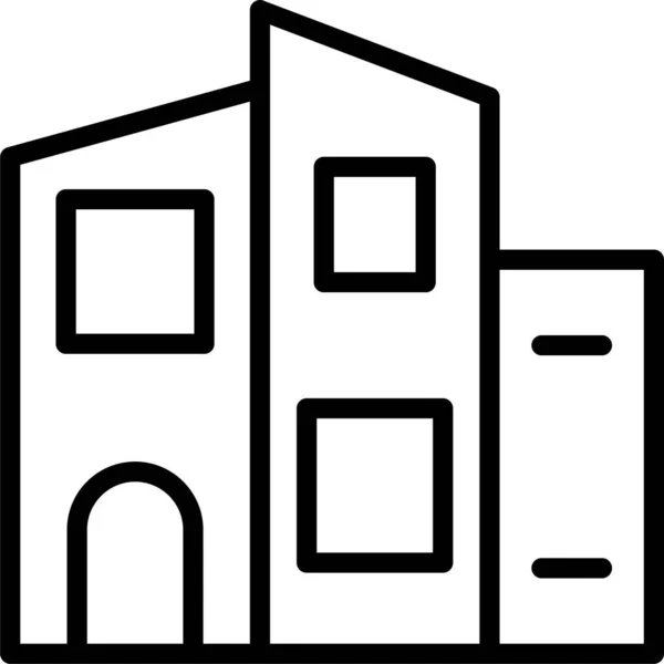 Ikon Apartemen Building Estate Dalam Gaya Outline - Stok Vektor