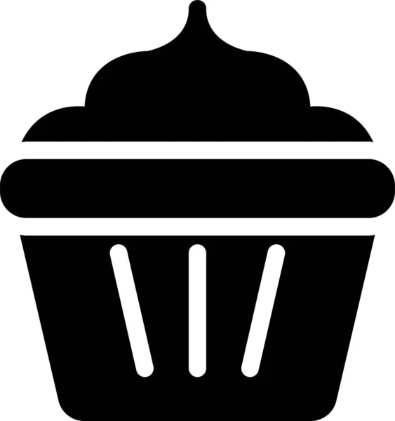 Κέικ Muffin Εικονίδιο Ζαχαροπλαστικής Στερεό Στυλ — Διανυσματικό Αρχείο