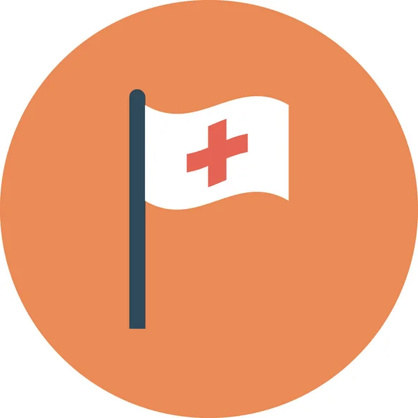 Pomoc Flaga Medyczna Ikona Stylu Płaskim — Wektor stockowy