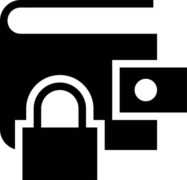 Icona Protezione Password Denaro Stile Solido — Vettoriale Stock